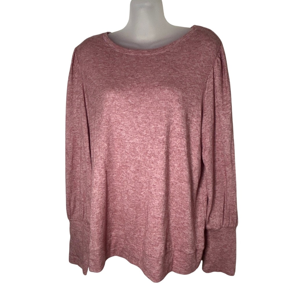 LC Lauren Conrad Puff Sleeve Sweatshirt Cinnamon Rust Marl Size XL NWT